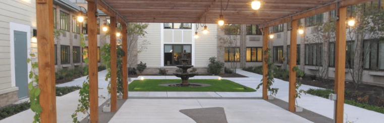 image of outdoor courtyard at St. Anne Home