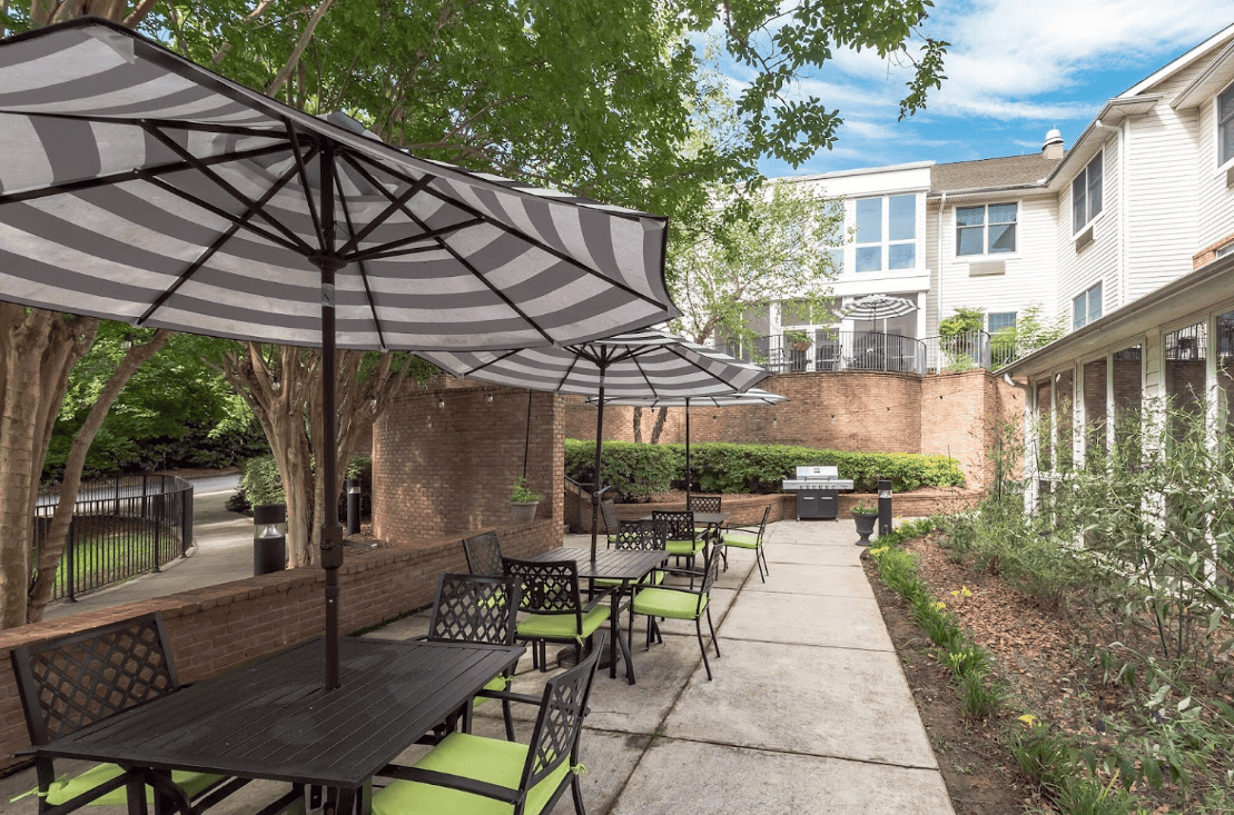 image of outdoor seating area at The Parker